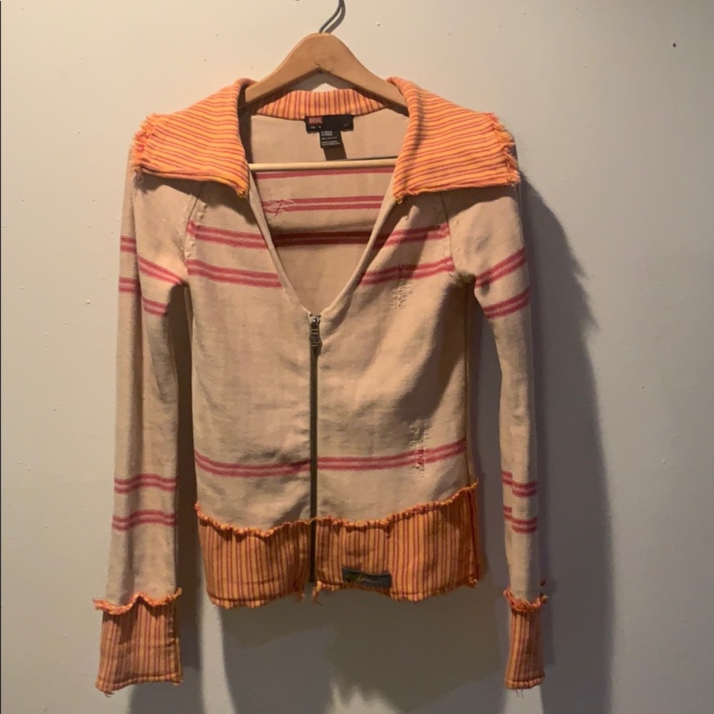 Diesel 100% Cotton Zippered V-Neck Sweater